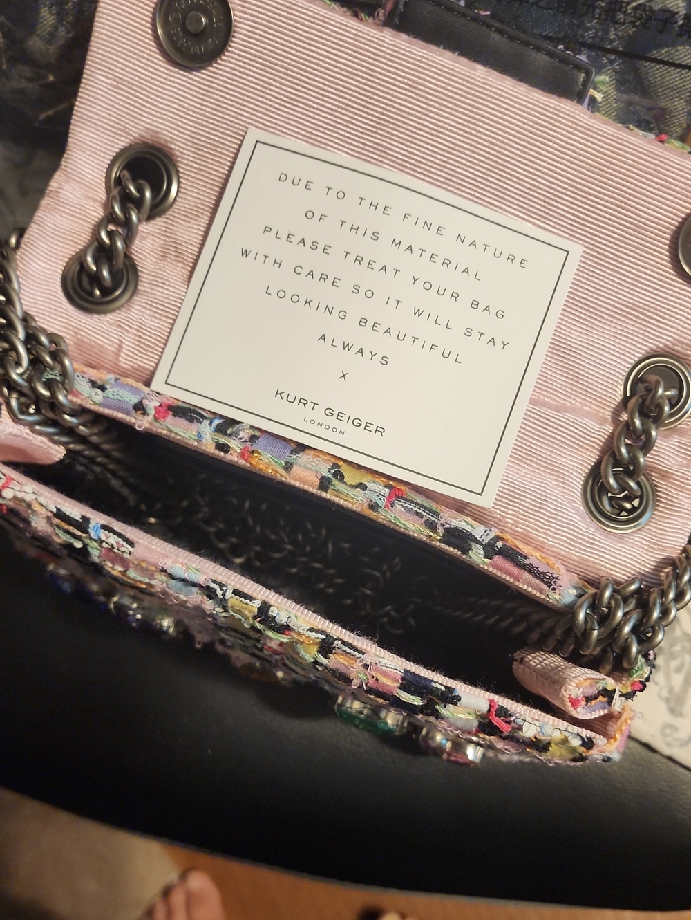 Kurt Geiger Love Bag Multicolor Tweed Shoulder Bag - Picture 2 of 4